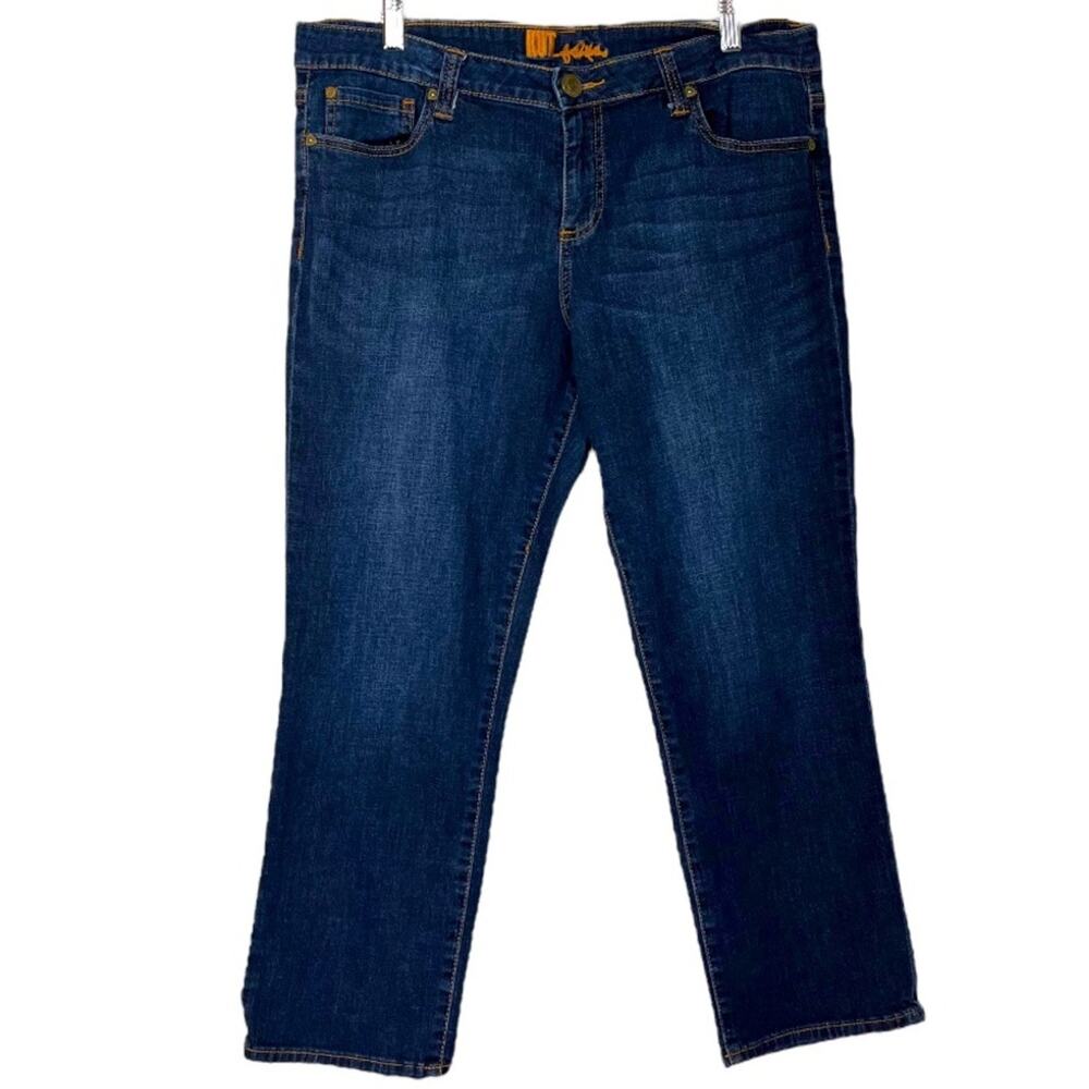 Kut From The Kloth Straight Crop Mid Rise Flap Pockets Dark Wash Women’s Size 14